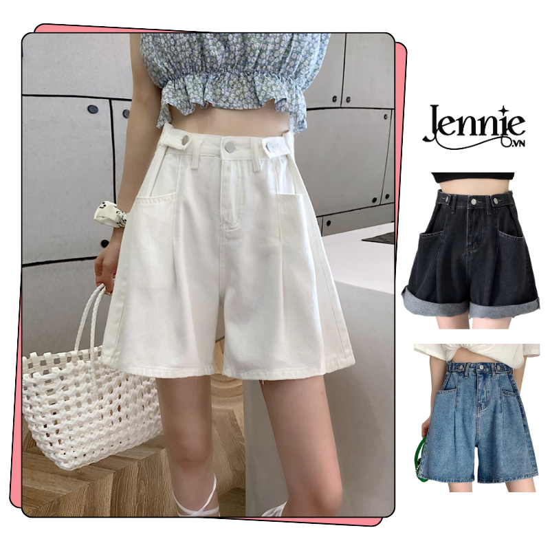 Quần short jean quần đùi bò lưng cao ống rộng thời trang Hàn Quốc JENNIE STORE S1 | BigBuy360 - bigbuy360.vn