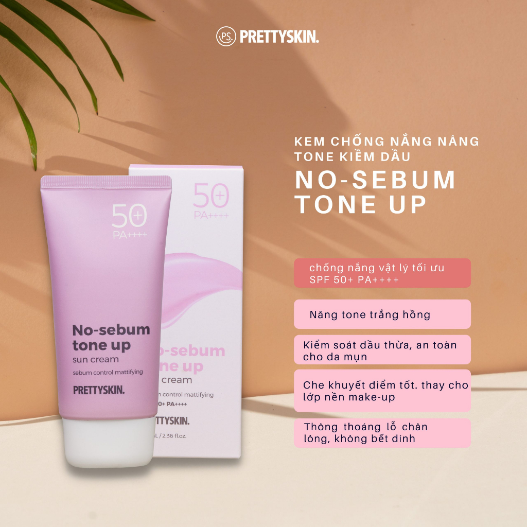 Kem Chống Nắng PrettySkin Sun Cream SPF 50+ PA++++ Cấp ẩm Dịu Nhẹ, Nâng Tone Da