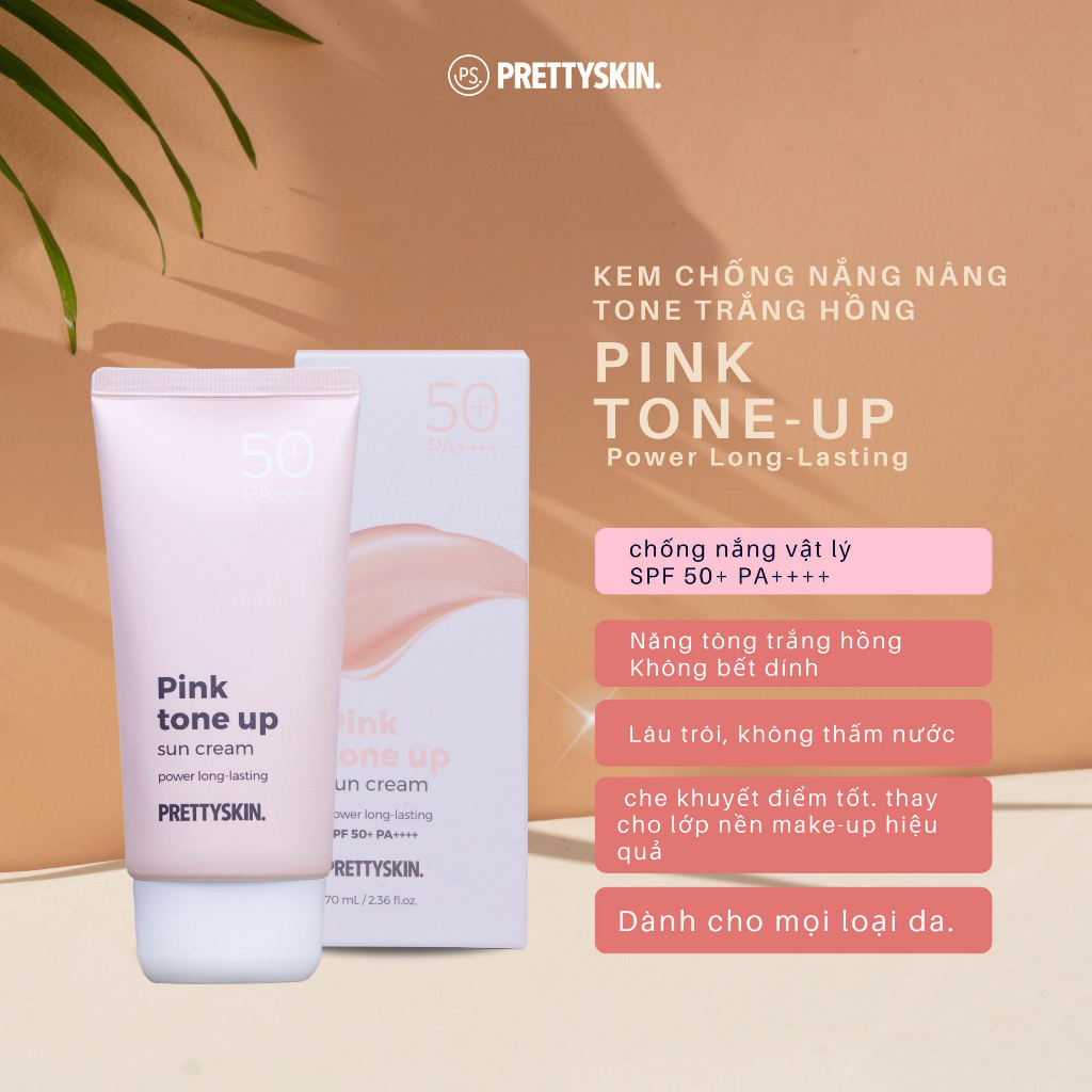 Kem Chống Nắng PrettySkin Sun Cream SPF 50+ PA++++ Cấp ẩm Dịu Nhẹ, Nâng Tone Da