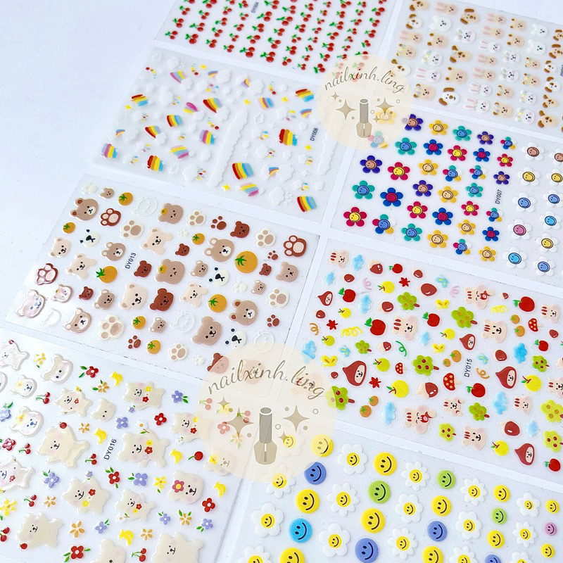 Miếng Dán Sticker Hình Gấu Nâu/Cherry/Hoa Dễ Thương Phong Cách Hàn Quốc