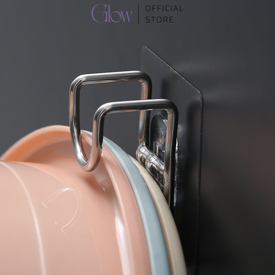 Móc Treo Chậu Nhà Tắm Khung Thép GLOWWAXING Dán Tường Siêu Dính 9432