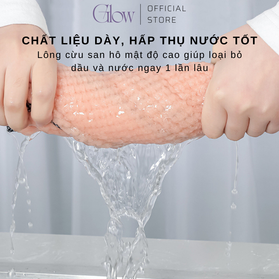 Khăn Lau Nhà Bếp GLOW WAXING 2 Mặt Lau Bát Đĩa Siêu Thấm Hút Có Móc Treo Tiện Lợi 7808