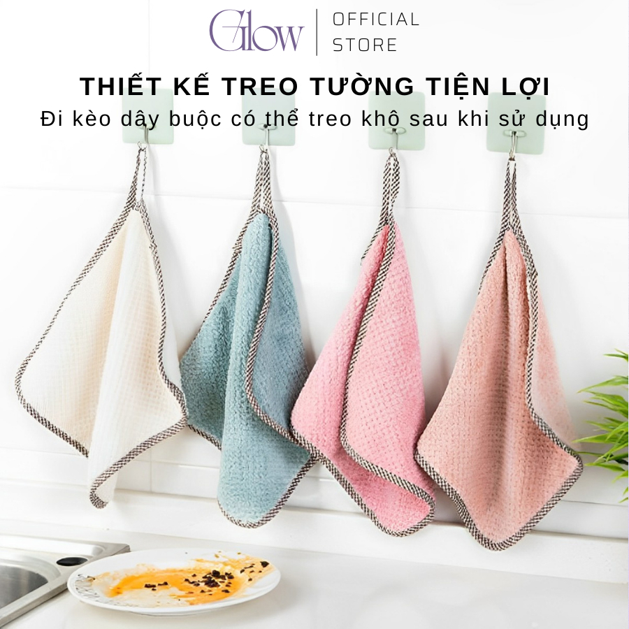 Khăn Lau Nhà Bếp GLOW WAXING 2 Mặt Lau Bát Đĩa Siêu Thấm Hút Có Móc Treo Tiện Lợi 7808