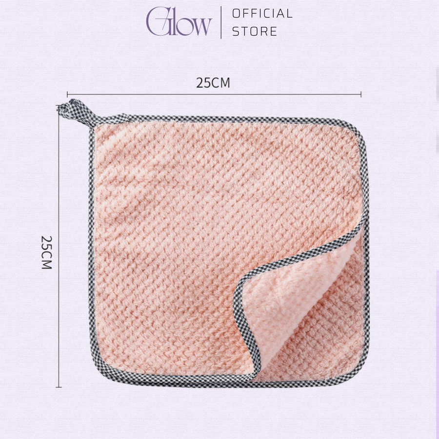 Khăn Lau Nhà Bếp GLOW WAXING 2 Mặt Lau Bát Đĩa Siêu Thấm Hút Có Móc Treo Tiện Lợi 7808