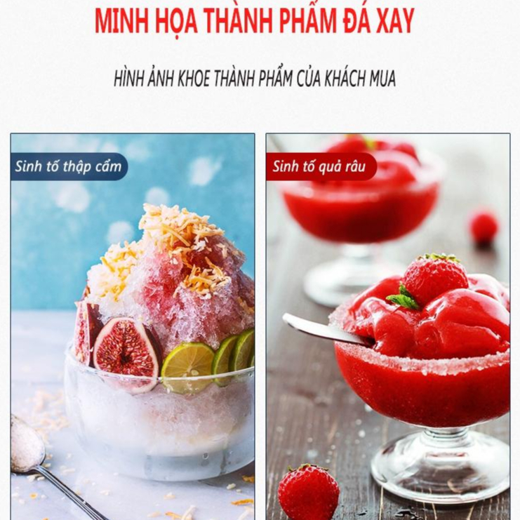 Máy Bào Đá Tuyết máy xay đá 2 lưỡi cho quán cà phê quán nước Chống Văng, Giữ Lạnh Tốt  bảo hành 12 tháng