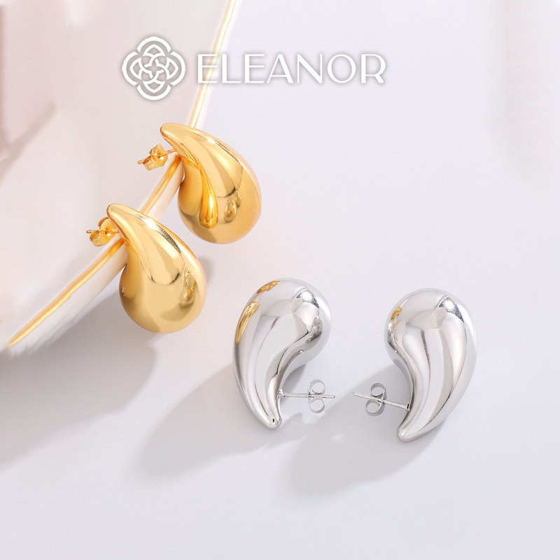 Bông tai nữ chuôi bạc 925 Eleanor Accessories hình giọt nước phụ kiện trang sức 5962