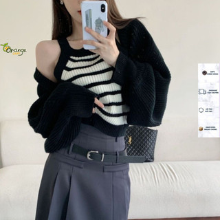 Set Áo Len 2 Món Gồm Áo Khoác Rộng Và Áo Yếm Sọc Ngang Siêu Xinh Dễ Phối Đồ Mẫu Hot 2024 Phù Hợp Mọi Lứa Tuổi Orangeclos