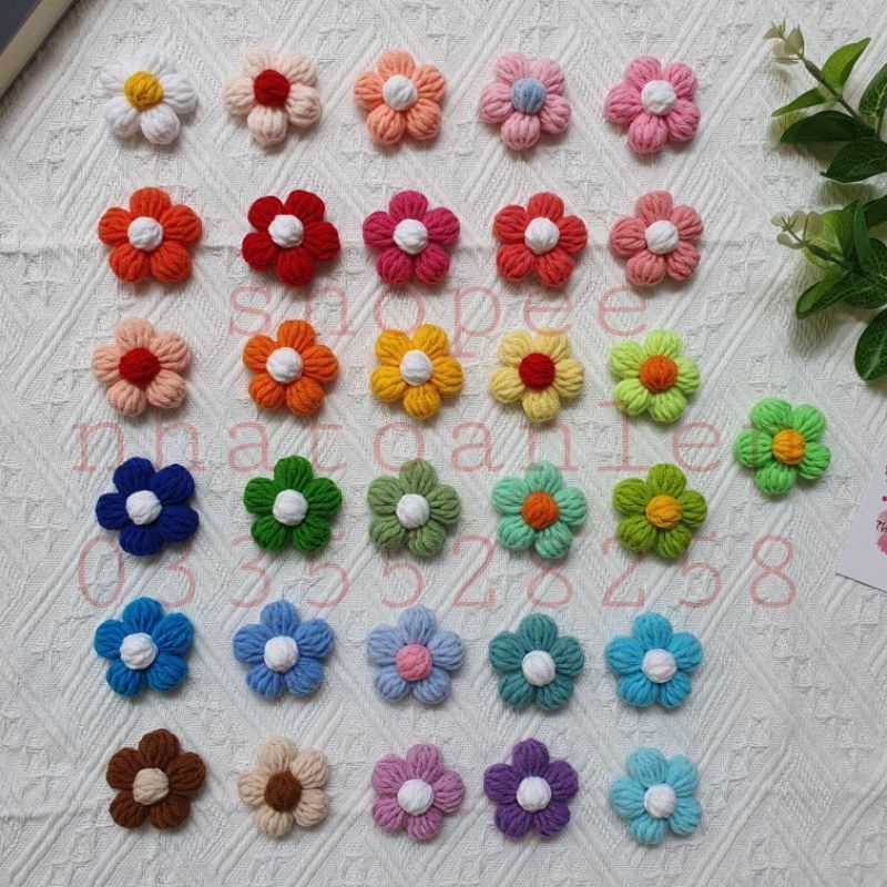 Combo 30 bông hoa len handmade