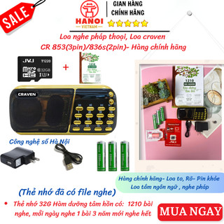 Loa đài Pháp Thoại, Máy Niệm Phật Mini, Đài Craven 853/836s hỗ trợ thẻ nhớ, USB, FM, Loa nghe to, rõ hàng chính hãng