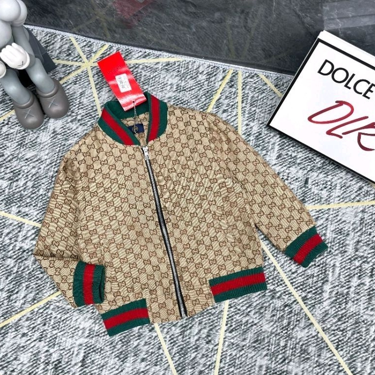 Áo khoác Bomber Gu.cci Vải Bò Họa Tiết Monogaram Cực Sang Chảnh Cho Các Bé