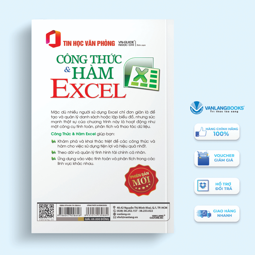 Sách Vanlangbooks - Tin Học Văn Phòng - Công Thức Và Hàm Ecxel