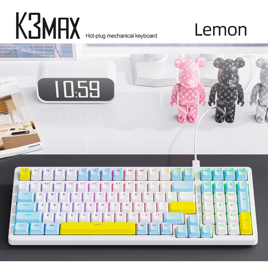 Bàn Phím Cơ Gaming K3 Max Led 20 Chế Độ Trục Cơ Red Switch Có Hotswap Lót Foam Cách Âm 2 Lớp