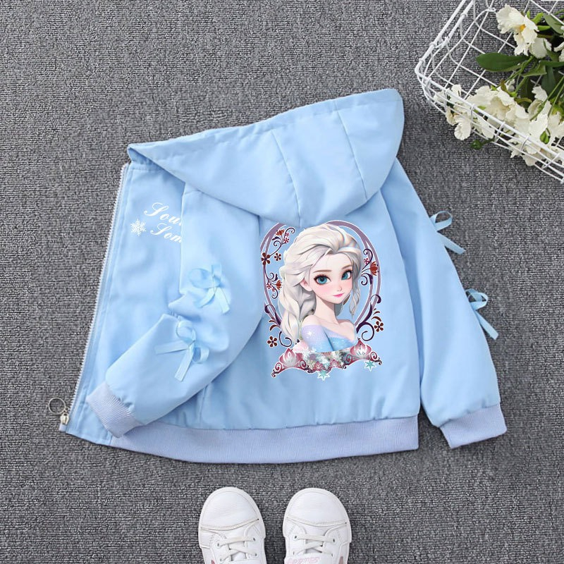 Áo khoác gió cho bé gái Demeone A1003 in hình công chúa elsa dễ thương thiết kế mới 2023 thời trang thu đông