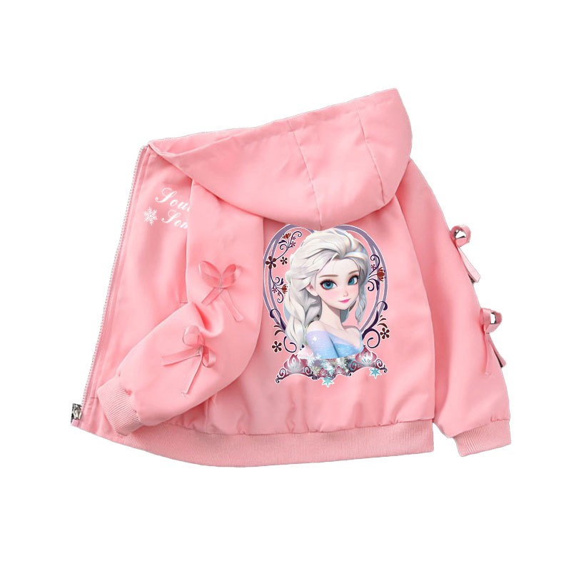 áo khoác gió cho bé gái Demeone A1003 in hình công chúa elsa dễ thương thiết kế mới 2023 thời trang thu đông