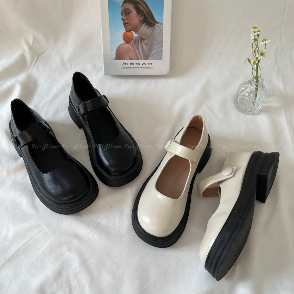 Giày Búp Bê/ Marry Jane Pong Shoes Quai Dán- FULL BOX- Mã 1615