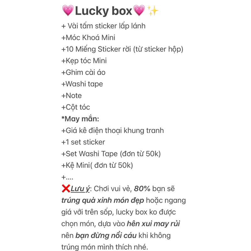 💗LUCKY BOX💗✨ May Mắn và Siêu Hời Luôn Nè🫶🏻Vui Vẻ Không Quạo