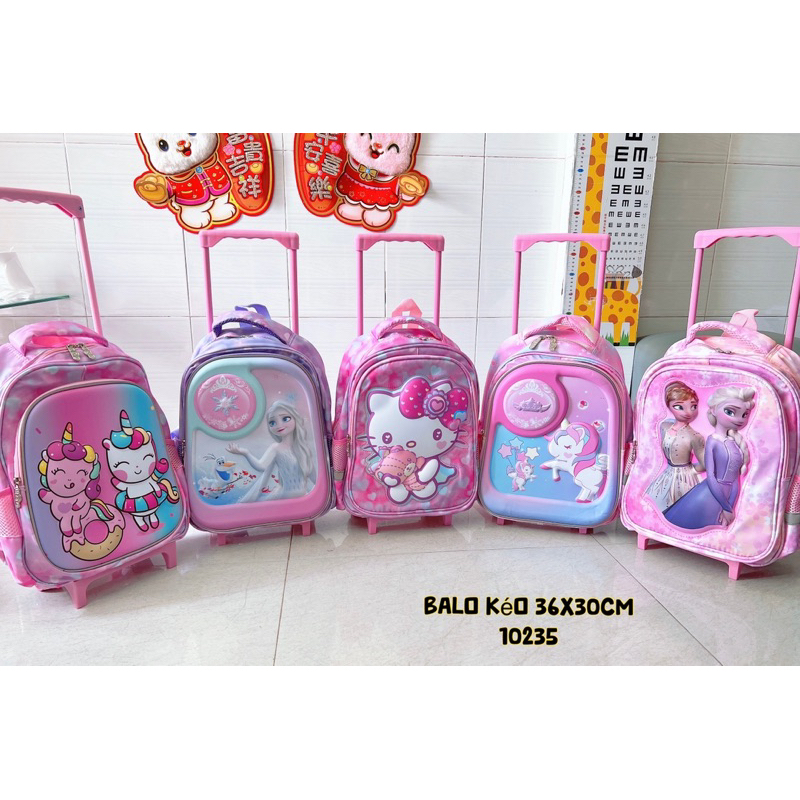 Balo kéo bé trai ,gái .36x30cm ,lớp 1,2 . in hình 3D . xịn sò