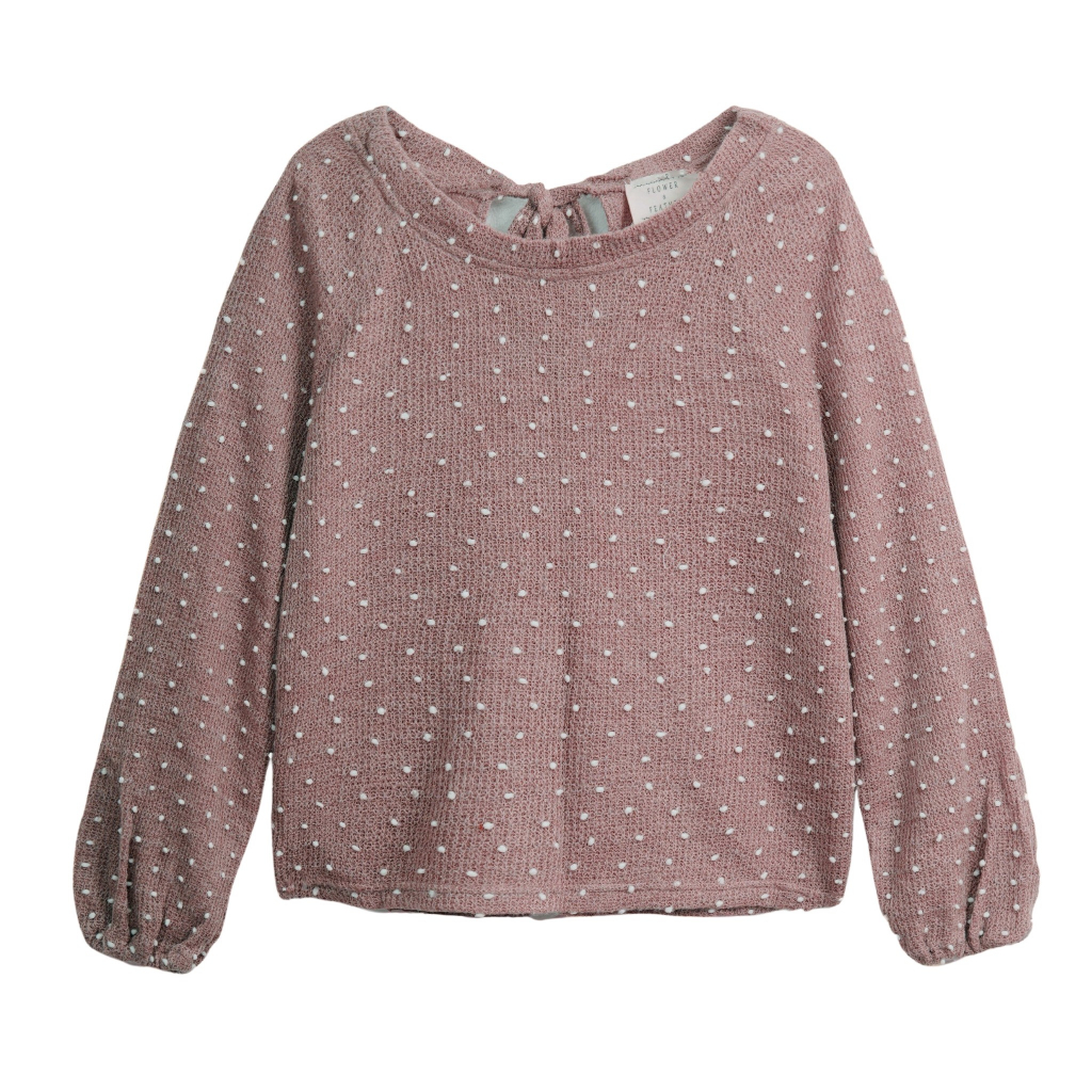 Áo len nữ xuất dư tay dài thắt nơ sau cổ