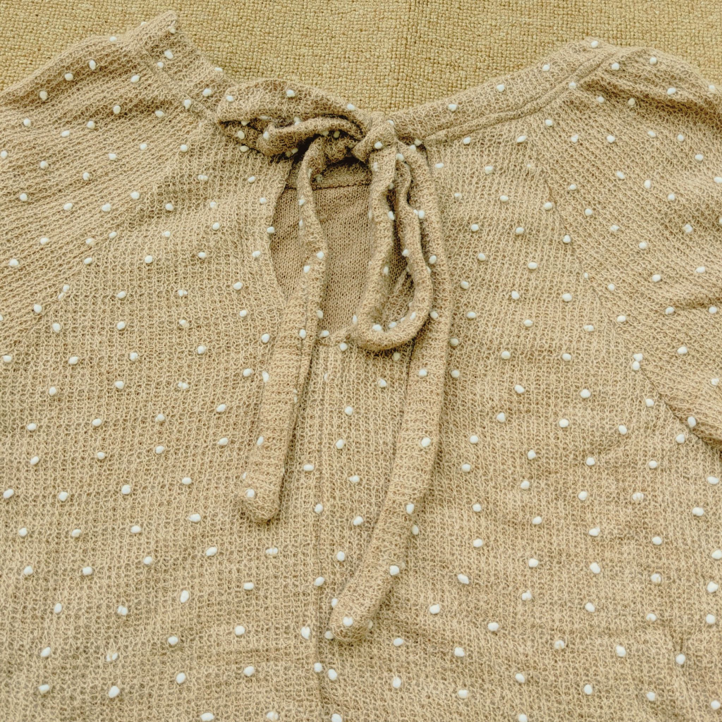 Áo len nữ xuất dư tay dài thắt nơ sau cổ