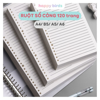 Giấy refill ruột sổ còng A4 B5 A5 A6 20 26 30 lỗ sổ còng giấy refill trơn caro kẻ ngang nhiều lỗ cho binder còng