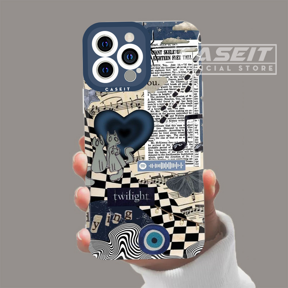 Ốp lưng iphone cạnh vuông Caseit NewsPaper collage aesthetic art vintage x/11/12/13/14/pro/max/plus/promax