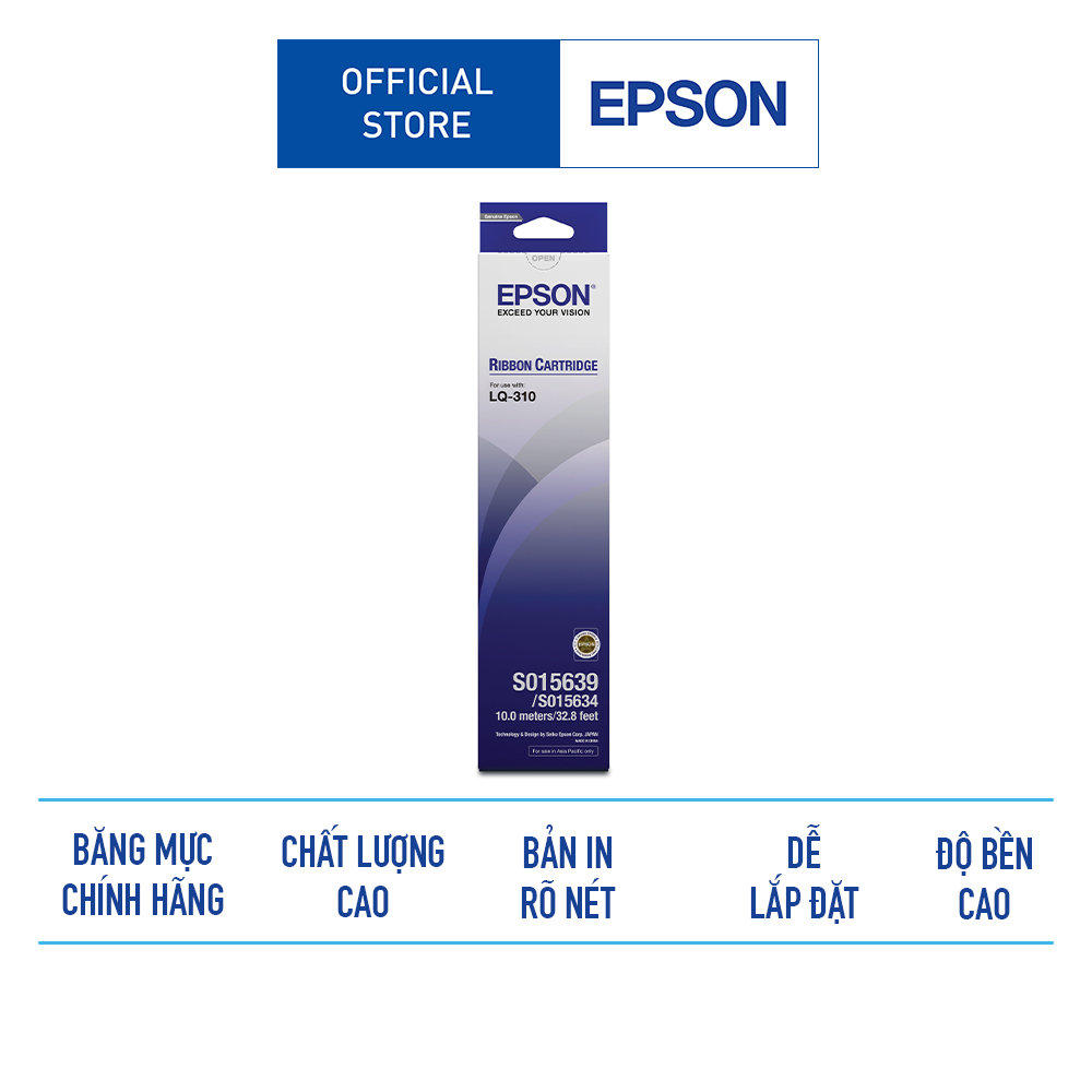 Băng Mực Máy In Kim Epson C13S015639 Cho Máy LQ310 Độ Phủ Mực Cao Giúp In Mượt Và Đều Màu