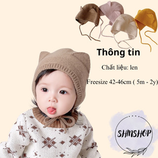 Mũ nón len cột dây tai mèo dễ thương cho bé 5m-2y ML49- SHIN SHOP