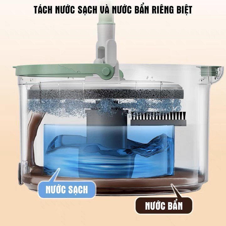 Cây Lau Nhà Tách Nước Bẩn - Tặng Kèm 2 Bông Chổi Lau Nhà Tự Vắt Thông Minh Bộ Lau Nhà Xoay 360 Độ