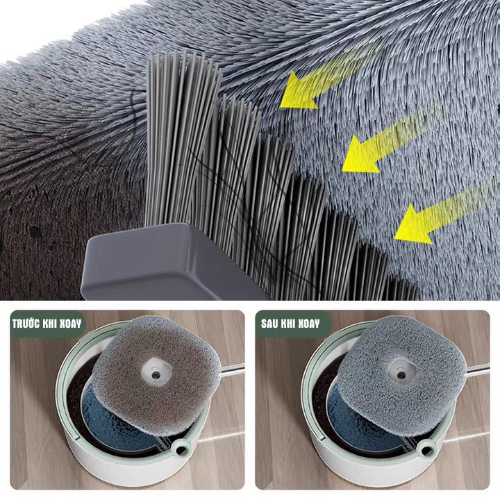 Cây Lau Nhà Tách Nước Bẩn CT032 Tặng Kèm 2 Bông Chổi Lau Nhà Tự Vắt Thông Minh Bộ Lau Nhà Xoay 360 độ