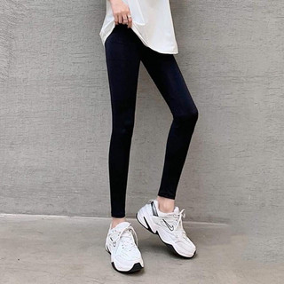 Quần legging Ladya nữ dáng đùi dài đen trơn vải cotton loại 1 chuẩn from M2022