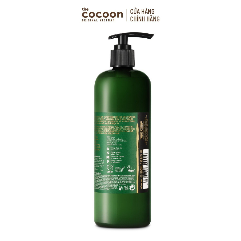 Dầu gội bưởi Cocoon giúp giảm gãy rụng và làm mềm tóc 500ml TẶNG mặt nạ đất sét ngải cứu non 30g The Ahhani Care