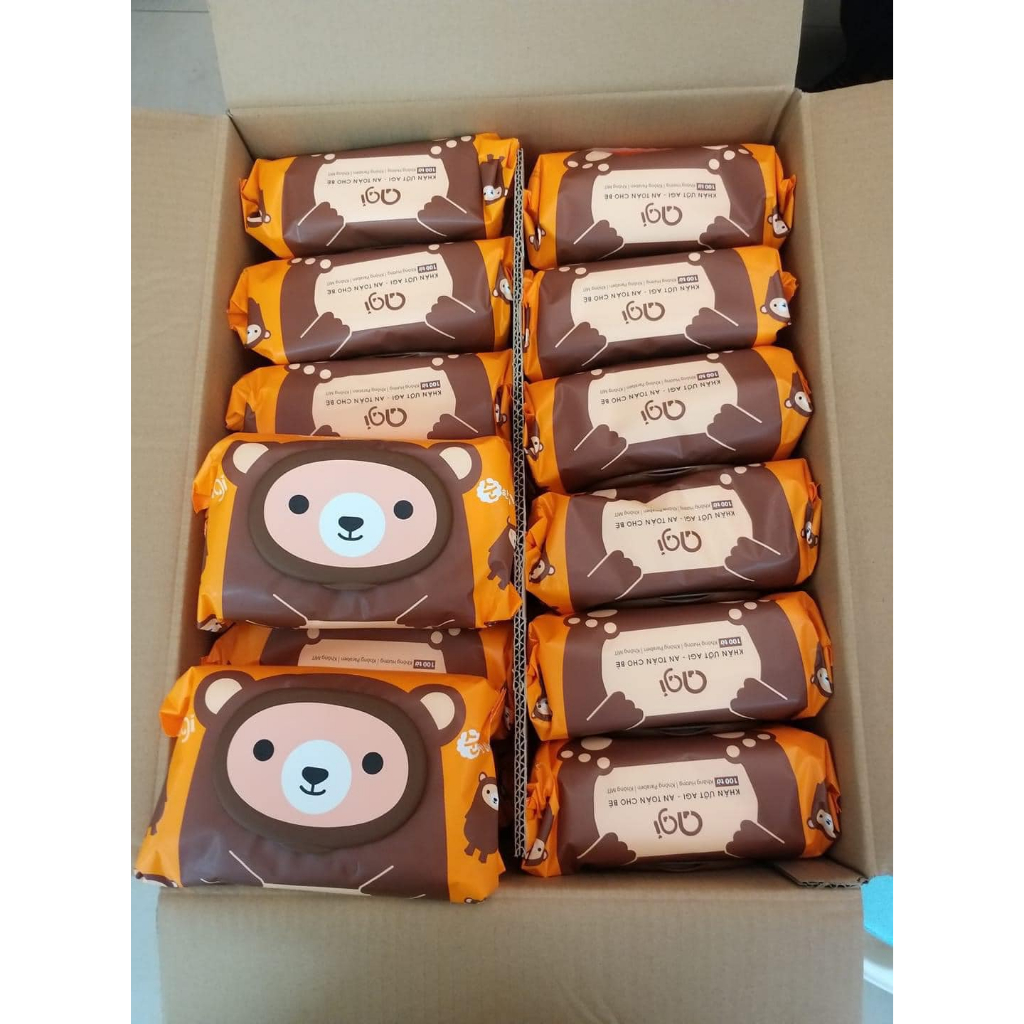 Khăn giấy ướt Agi 100 tờ không mùi an toàn cho bé