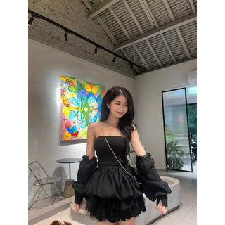 (CÓ TÁCH SET) Váy ôm body cúp ngực - Váy xòe bồng kèm chân váy lưới và hai ống tay