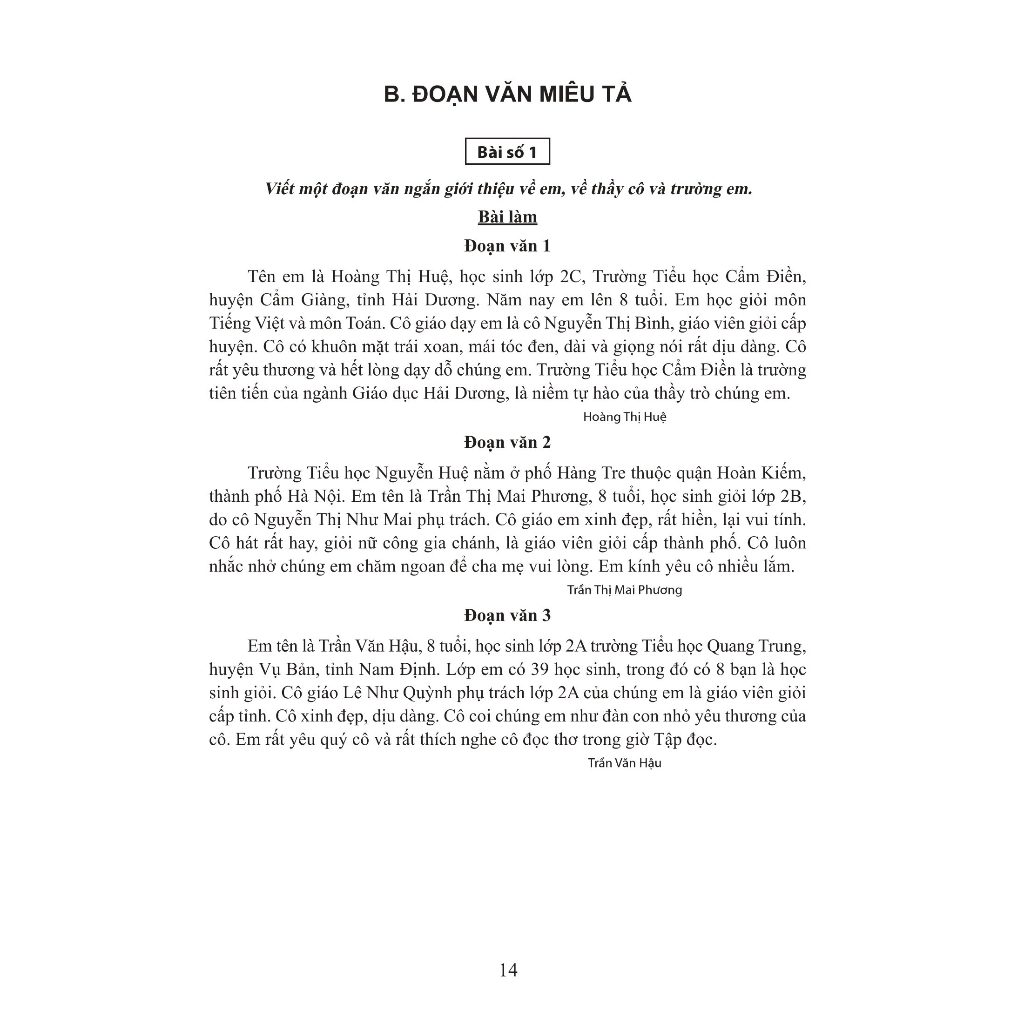 Sách: Tuyển Chọn Những Bài Văn Miêu Tả Lớp 2