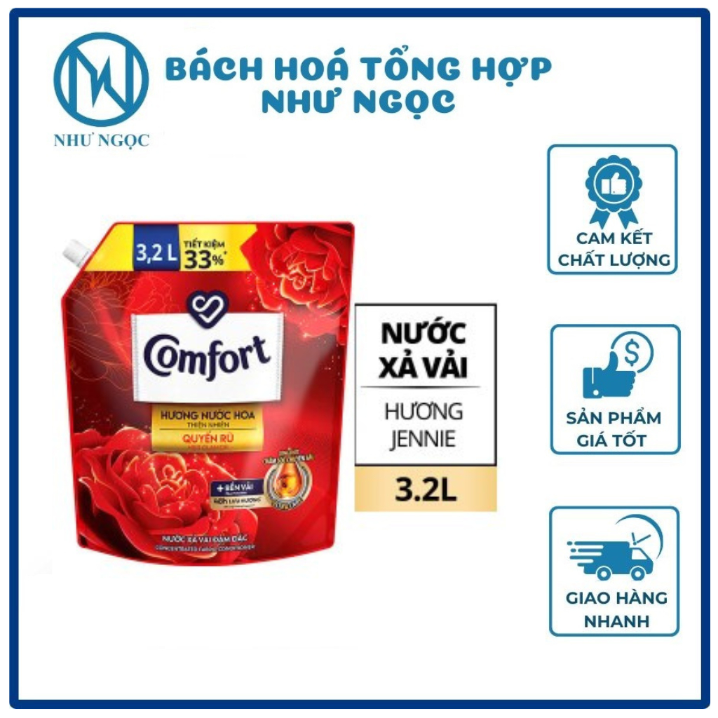 Nước Xả Vải Comfort Hương Nước Hoa Quyến Rũ/Hương Nắng Mới/Hương Nước Hoa Diệu Kỳ Túi 3.2L - Bách Hóa Tổng Hợp Như Ngọc