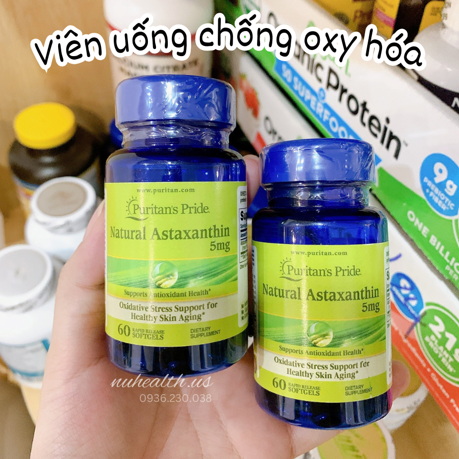 Viên Uống Chống Oxy Hóa Puritan's Pride Natural Astaxanthin 5mg 60 Viên Của Mỹ