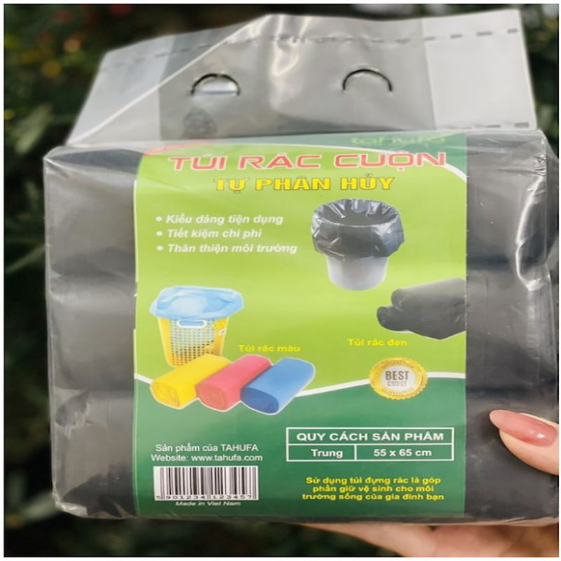 Set 3 cuộn Túi Rác Tự Phân Hủy - Bao Rác Đen Kích Thước Lớn 55*65 cm