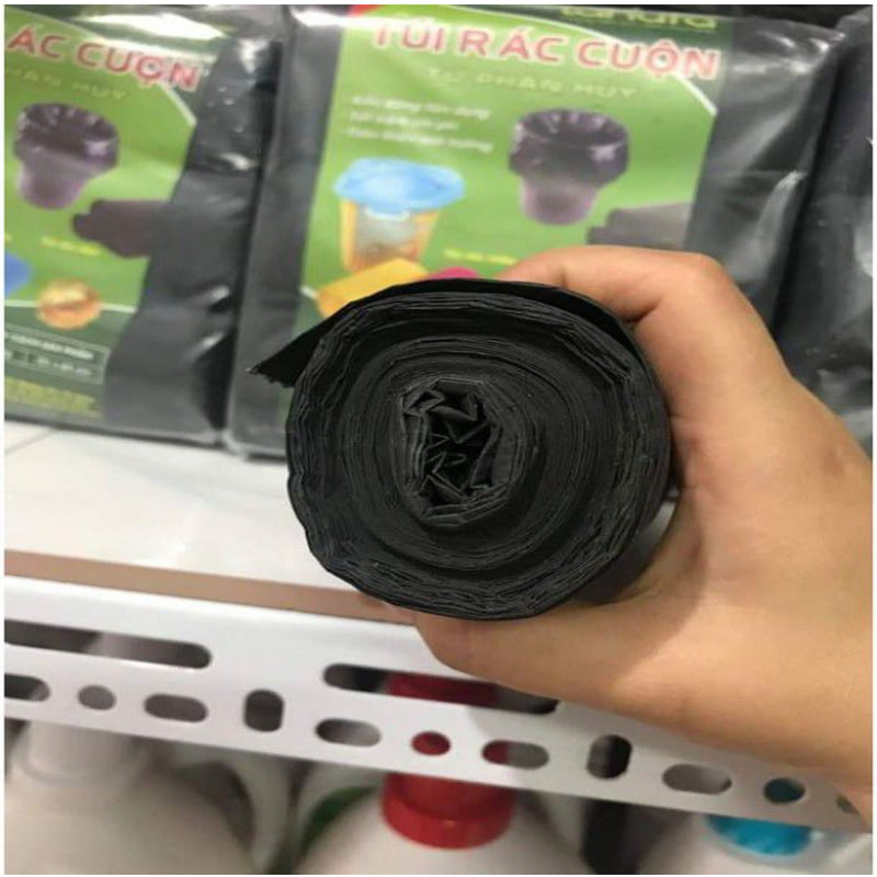 Set 3 cuộn Túi Rác Tự Phân Hủy - Bao Rác Đen Kích Thước Lớn 55*65 cm