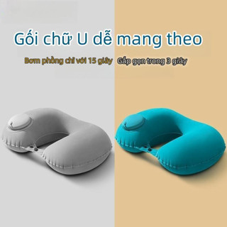 Gối bơm hơi tự động,gối chữ U,gối du lịch,gối bơm hơi,không cần thổi miệng,gấp gọn tiện mang theo