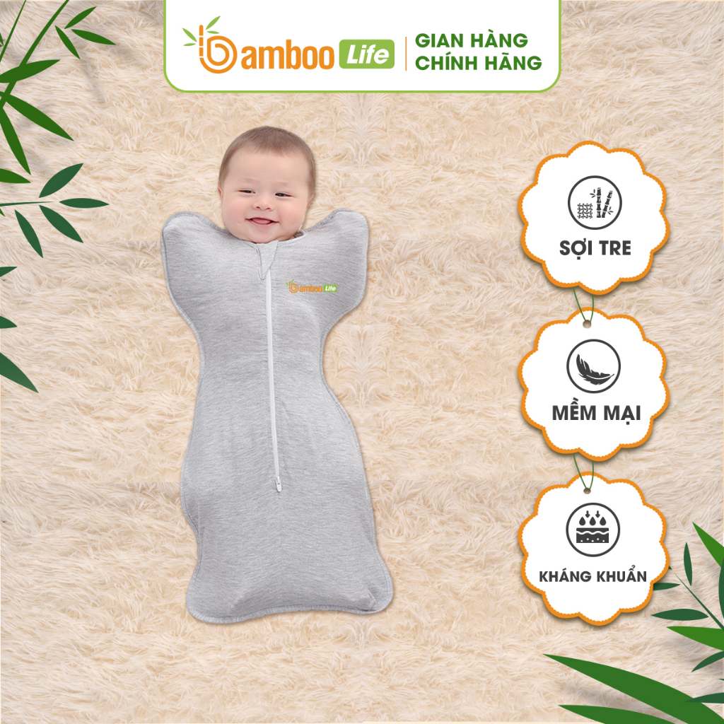 Nhộng chũn cho bé từ sợi tre Bamboo Life BL069 giúp trẻ ngủ ngon giấc mềm mại kháng khuẩn an toàn làn da trẻ