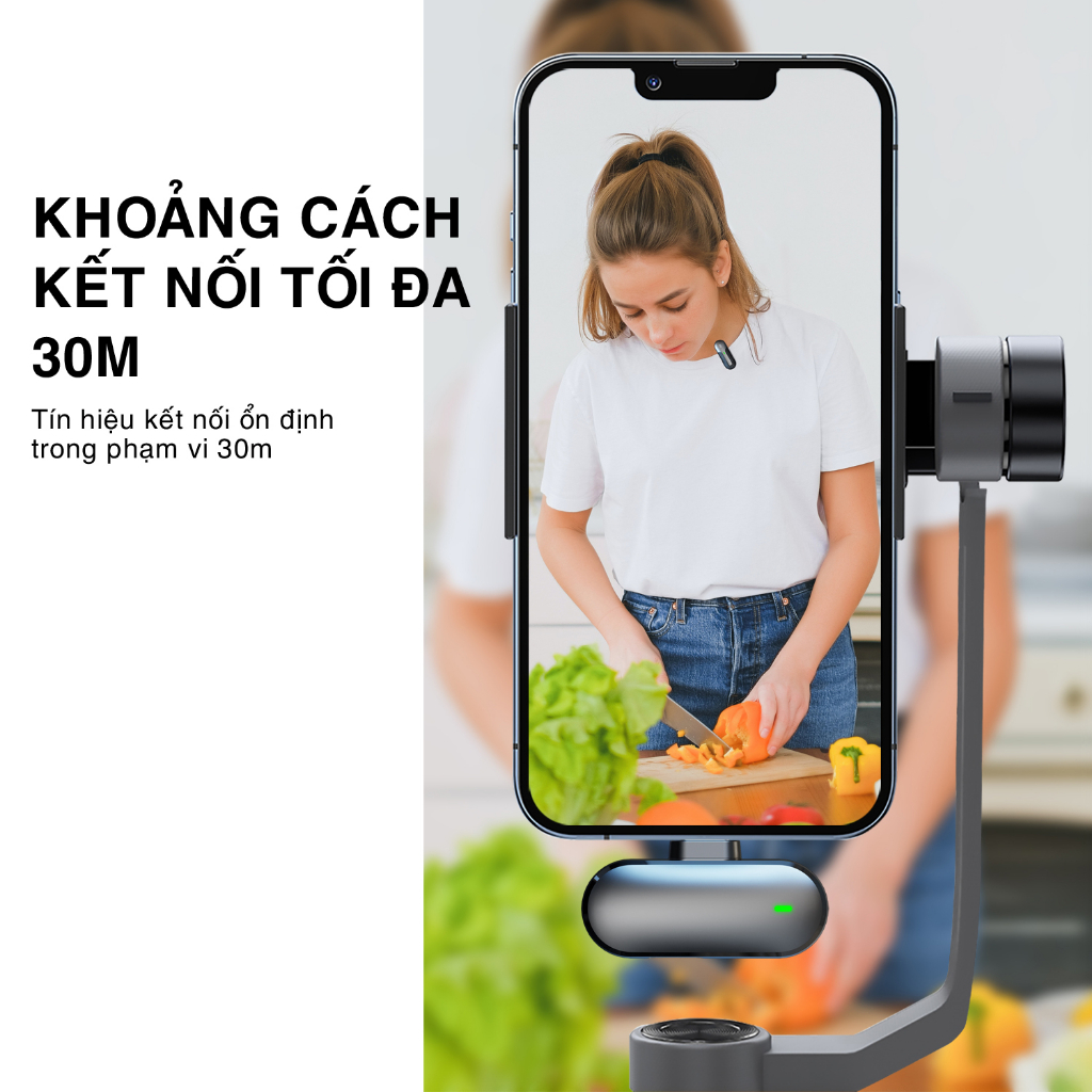 Micro Thu Âm Không Dây M8 Wireless Microphone . Lọc tạp âm khi Livestream/ Interview/ Vlog - IOS/ Android