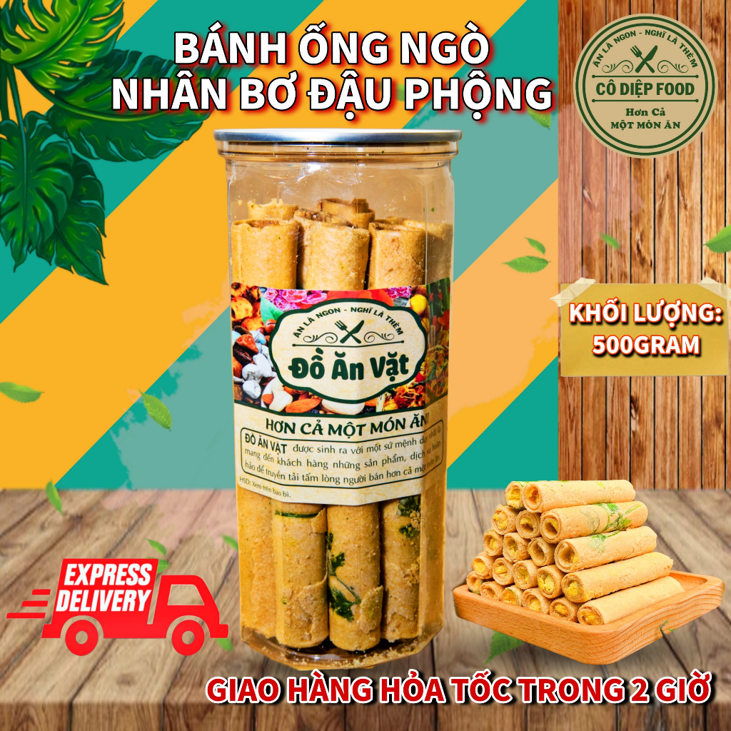 Bánh Ống Ngò Nhân Bơ Đậu Phộng - Sầu Riêng Lon 400Gram