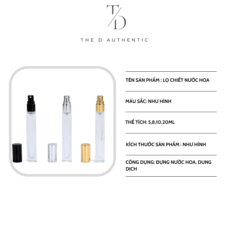 Chai/lọ chiết nước hoa cao cấp, chai/lọ chiết nước hoa siêu tiện lợi 5/8/10/20 ml- The D