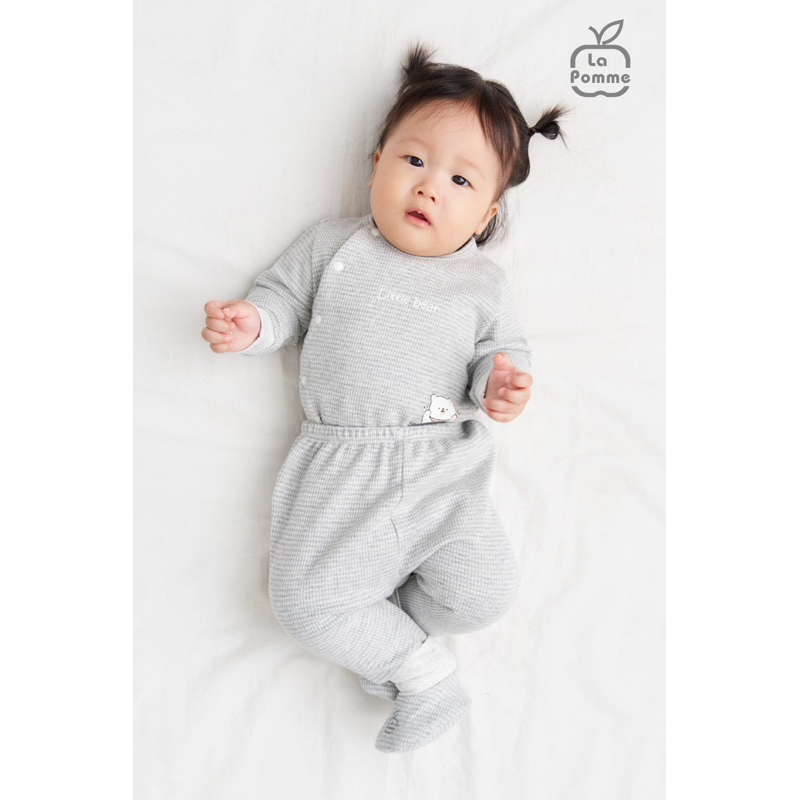 Bộ dài tay sơ sinh La Pomme Caro Bear dành cho be trai bé gái ấm áp