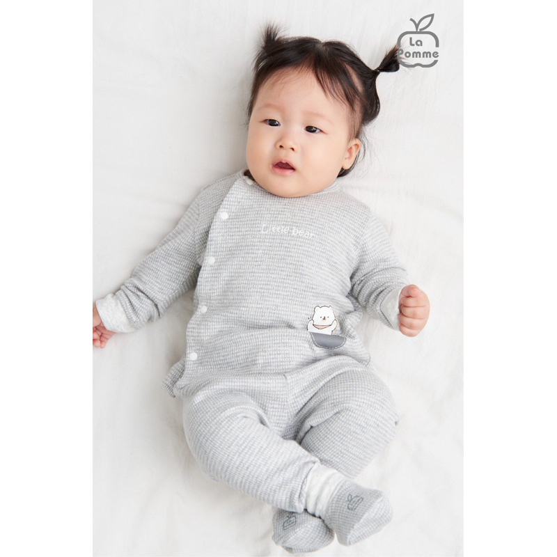 Bộ dài tay sơ sinh La Pomme Caro Bear dành cho be trai bé gái ấm áp