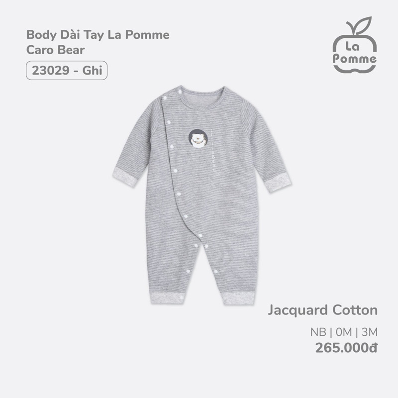 Bộ dài tay sơ sinh La Pomme Caro Bear dành cho be trai bé gái ấm áp