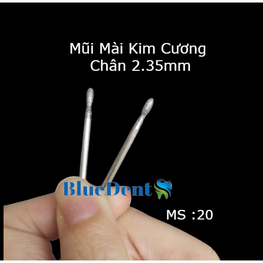Mũi Đá Mài Kim Cương Chạm Khắc Không Làm Đen Sứ, Kim Loại Cán 2.35mm