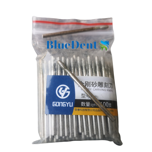 Mũi Đá Mài Kim Cương Chạm Khắc Không Làm Đen Sứ, Kim Loại Cán 2.35mm