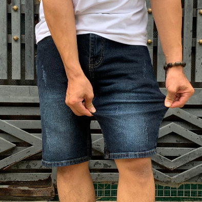 Quần Short Jean Nam Co Dãn THOITRANG24H Màu Xanh Đen Không Ra Màu Khi Giặt Thoáng Mát Dễ Phối Đồ