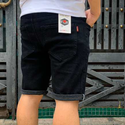 Quần Short Jean Nam Co Dãn THOITRANG24H Màu Đen Trơn Không Ra Màu Khi Giặt Thoáng Mát Dễ Phối Đồ